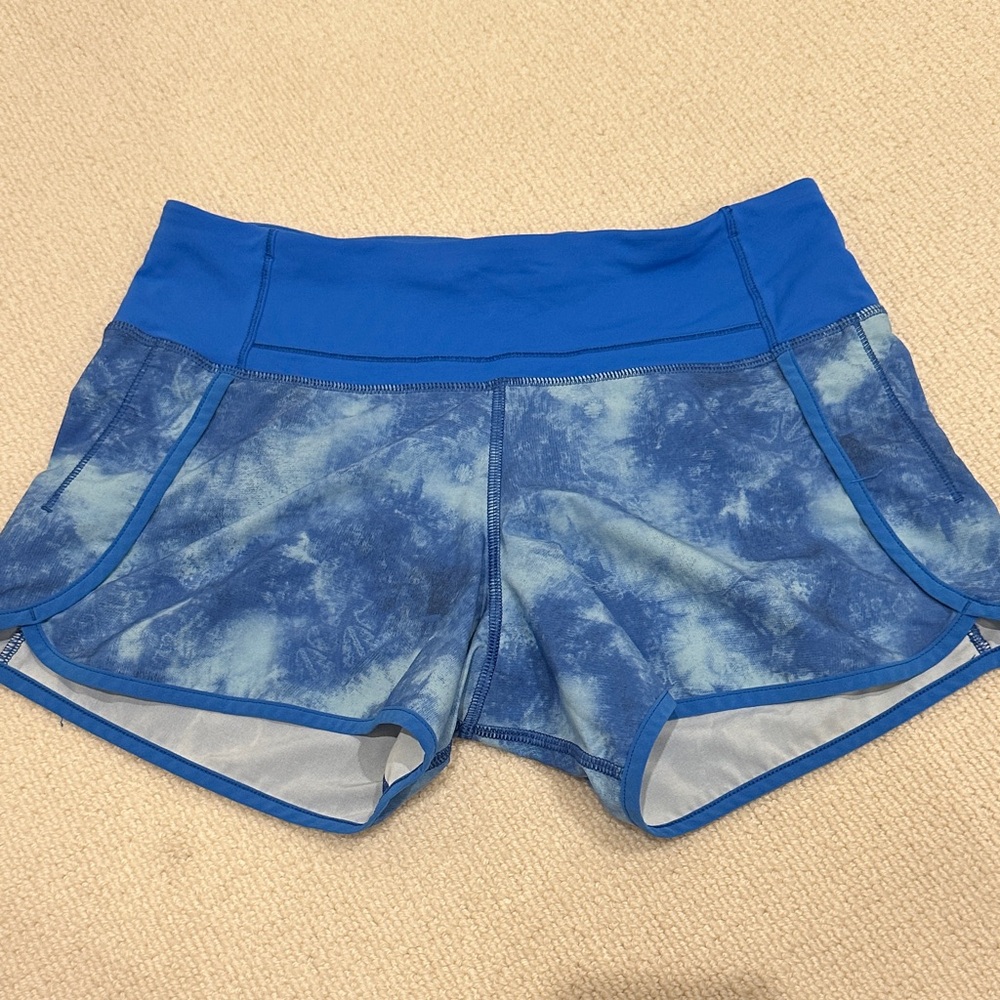 Lululemon Athletica Blue Patterned Athletic Shorts